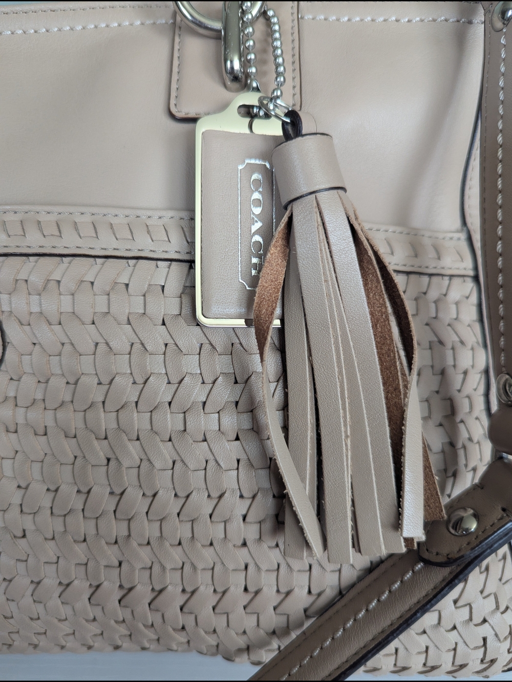vintage Coach Madison Caroline Woven Leather Satchel - Picture 3 of 16